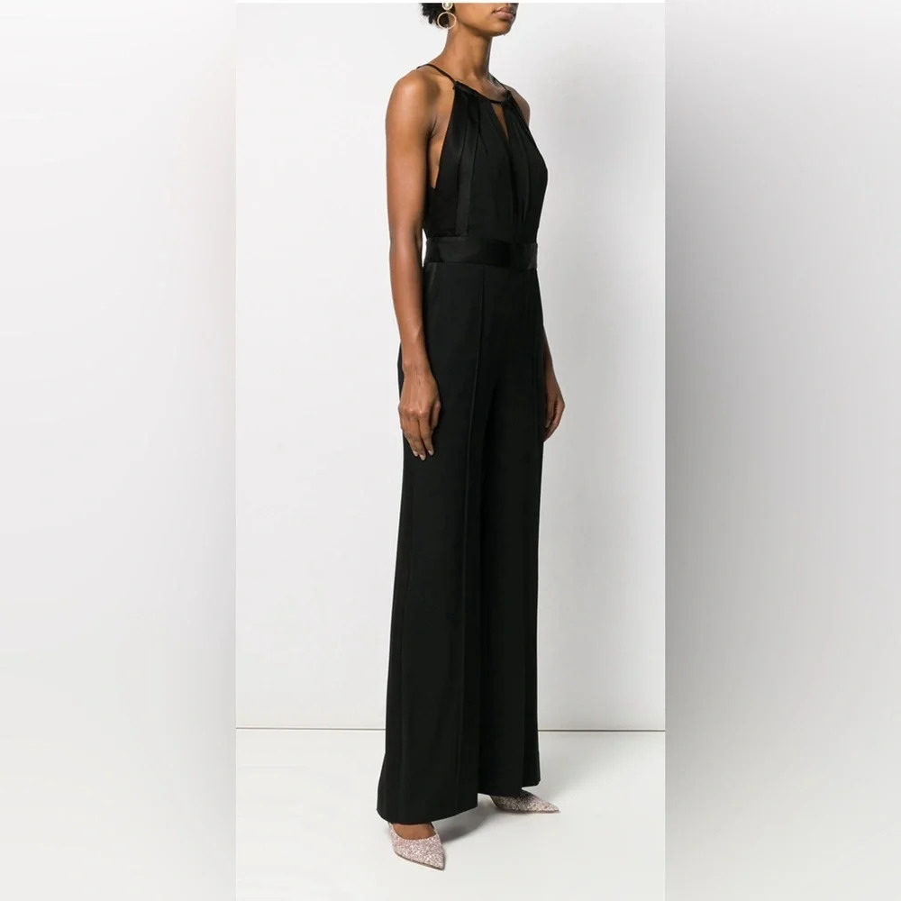 NWT- Black Diane Von Furstenberg Ireland wide-leg jumpsuit in black- size 4 - Picture 2 of 9